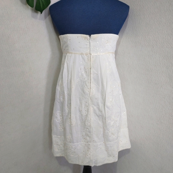 BCBGMaxAzria White w/ Sequins Strapless Dress - Picture 6 of 8